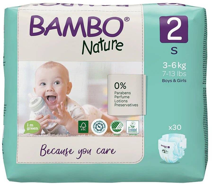 BAMBO NATURE ΒΡΕΦΙΚΕΣ ΠΑΝΕΣ BAMBO NATURE ECO-FRIENDLY SIZE 2 (3-6 KG) 30ΤΜΧ