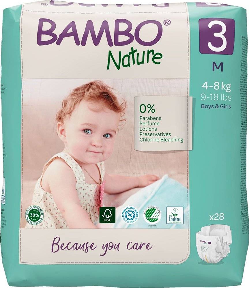 BAMBO NATURE ΒΡΕΦΙΚΕΣ ΠΑΝΕΣ BAMBO NATURE ECO-FRIENDLY SIZE 3 (4-8 KG) 28ΤΜΧ