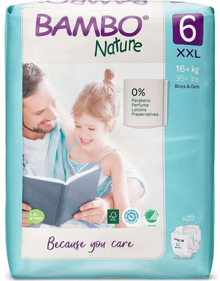BAMBO NATURE ΒΡΕΦΙΚΕΣ ΠΑΝΕΣ BAMBO NATURE ECO-FRIENDLY SIZE 6 (16+ KG) 20ΤΜΧ