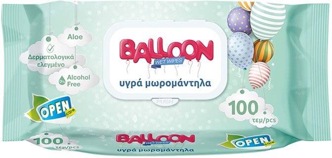 ΜΩΡΟΜΑΝΤΗΛΑ OPEN CARE BALLOON ΜΕ ΚΑΠΑΚΙ 100 ΤΜΧ OPEN CARE