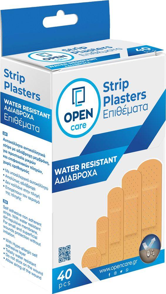 ΑΔΙΑΒΡΟΧΑ ΑΥΤΟΚΟΛΛΗΤΑ ΕΠΙΘΕΜΑΤΑ OPEN CARE 40ΤΜΧ 5 ΜΕΓΕΘΗ OPEN CARE