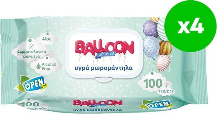 ΜΩΡΟΜΑΝΤΗΛΑ OPEN CARE BALLOON ΜΕ ΚΑΠΑΚΙ 4Χ100 ΤΜΧ OPEN CARE