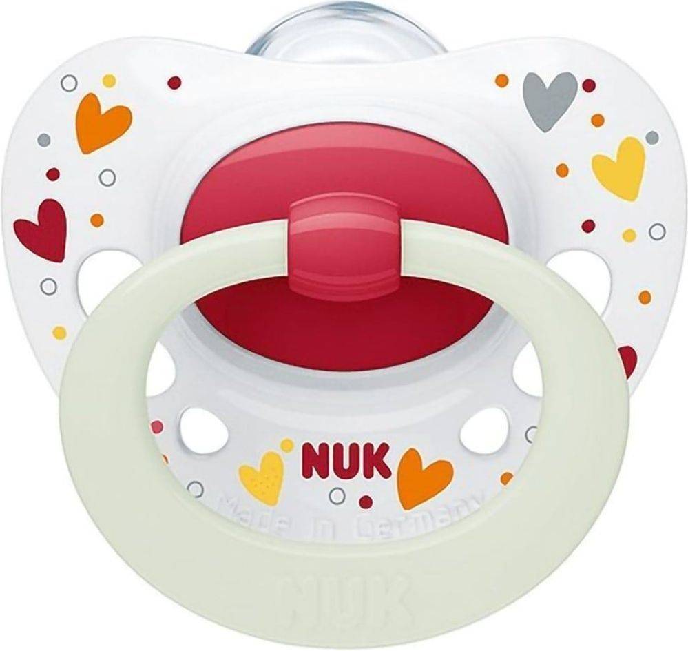 ΠΙΠΙΛΑ NUK ΣΙΛΙΚΟΝΗ SIGNATURE NIGHT ΛΕΥΚΟ-ΚΟΚΚΙΝΟ 1TMX. 0-6 ΜΗΝΩΝ NUK