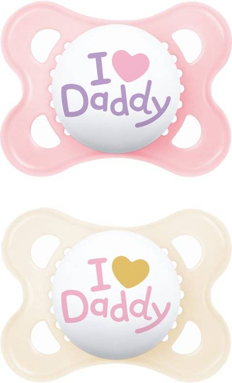 ΠΙΠΙΛΑ ΜΑΜ Ι LOVE DADDY ΣΙΛΙΚΟΝΗ 2TMX.2-6 ΜΗΝΩΝ (115S) ΜΠΕΖ/ΡΟΖ MAM