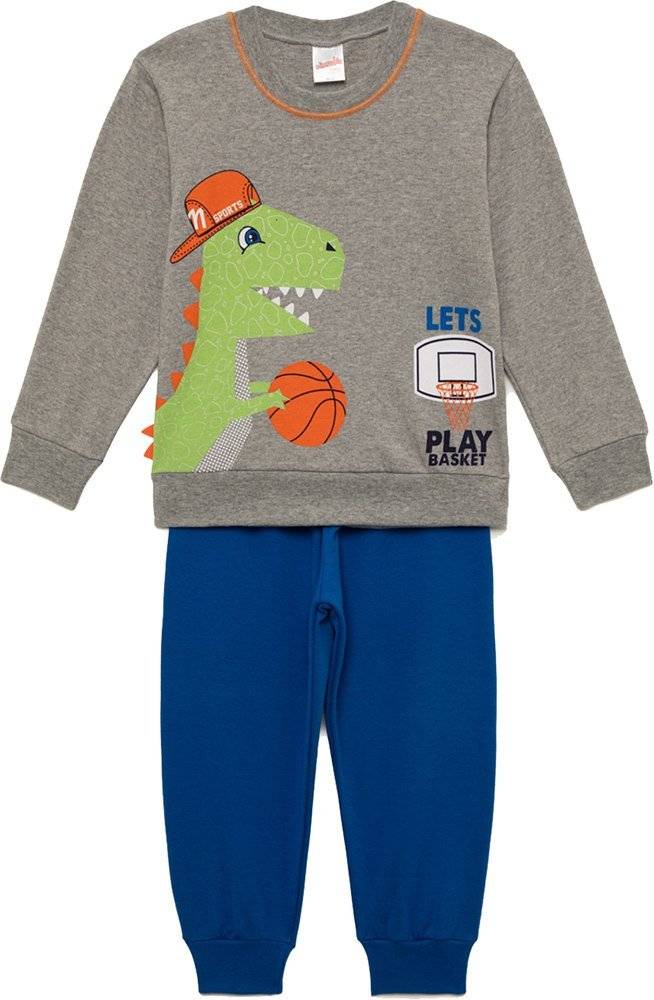 ΠΥΤΖΑΜΕΣ MINERVA BASKET DINO ΓΚΡΙ ΜΕΛΑΝΖΕ (78-90CM)-(1-2 ΕΤΩΝ)