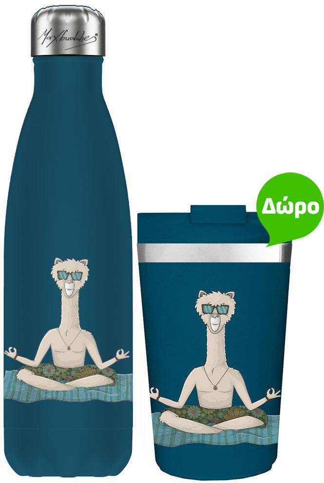 ΘΕΡΜΟΣ ΑΝΟΞΕΙΔΩΤΟ MAXBUDDIES ΜΠΛΕ 500ML - ΔΩΡΟ ΑΝΟΞΕΙΔΩΤΗ ΚΟΥΠΑ ΘΕΡΜΟΣ 300 ML MUST