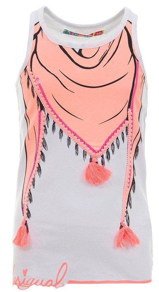 T-SHIRT DESIGUAL DAKOTA ΜΕ ΣΤΑΜΠΑ ΛΕΥΚΟ/ΠΟΡΤΟΚΑΛΙ (NO 5-6)