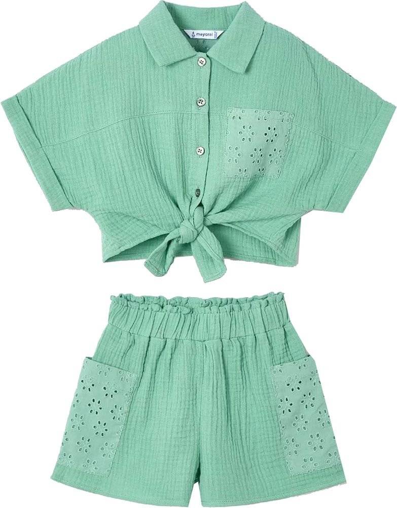 ΣΕΤ ΣΟΡΤΣ - ΜΠΛΟΥΖΑ MAYORAL 03210-082 OPENWORK SET ΜΕΝΤΑ (104 CM)-(4 ΕΤΩΝ) MAYORAL