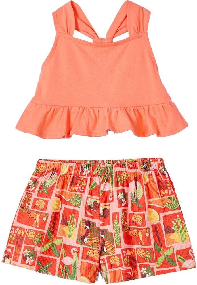 ΣΕΤ ΣΟΡΤΣ - ΜΠΛΟΥΖΑ MAYORAL 03215-070 PRINT SET ΜΑΝΤΑΡΙΝΙ (116 CM)-(6 ΕΤΩΝ) MAYORAL