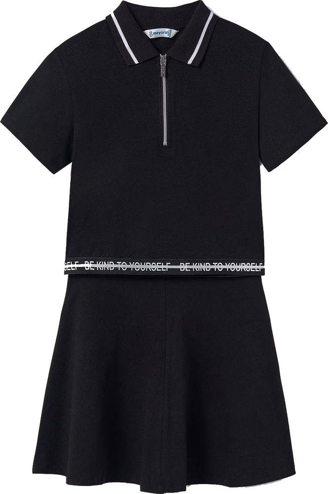 ΣΕΤ ΦΟΥΣΤΑ - ΜΠΛΟΥΖΑ POLO MAYORAL GIRL ΜΑΥΡΟ (152 CM)-(12 ΕΤΩΝ) MAYORAL