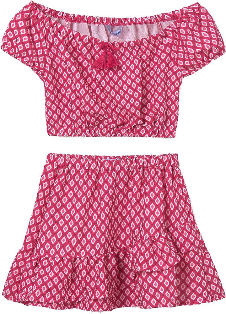 ΣΕΤ ΦΟΥΣΤΑ - TOP MAYORAL GIRL PRINT ΡΟΔΙ (140 CM)-(10 ΕΤΩΝ)