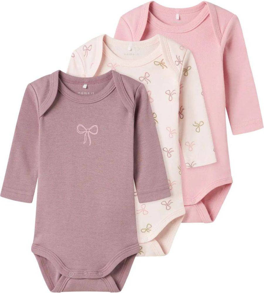 ΖΙΠΟΥΝΑΚΙΑ NAME IT NBFBODY BOW 13240979 ΡΟΖ/ΜΩΒ 3ΤΜΧ (74CM)-(9 ΜΗΝΩΝ) NAME IT