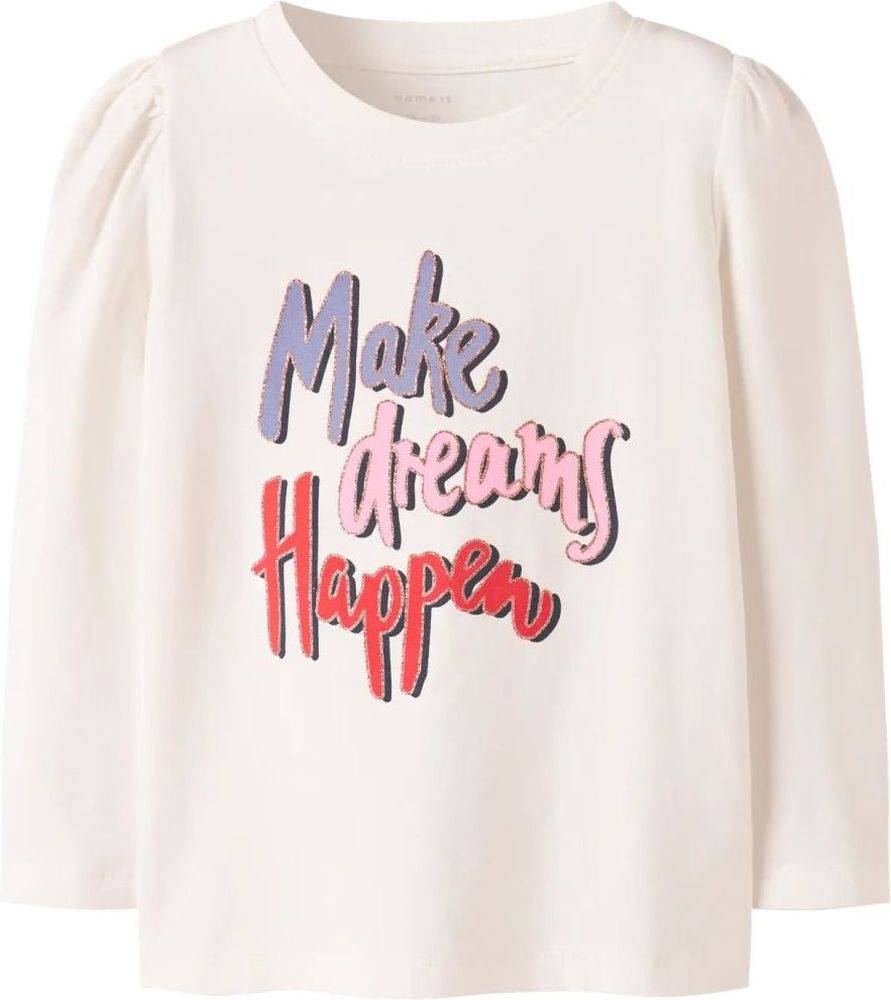 ΜΠΛΟΥΖΑ ΜΑΚΡΥΜΑΝΙΚΗ NAME IT NMFKALESJA MAKE DREAMS HAPPEN 13244905 ΛΕΥΚΟ (98CM)-(3 ΕΤΩΝ) NAME IT