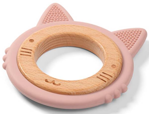 ΟΡΘΟΔΟΝΤΙΚΟ ΜΑΣΗΤΙΚΟ BABYONO ΑΠΟ ΜΑΛΑΚΗ ΣΙΛΙΚΟΝΗ ΚΑΙ ΞΥΛΟ- KITTEN- ΡΟΖ