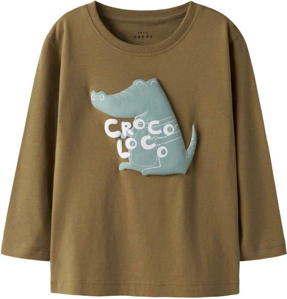 ΜΠΛΟΥΖΑ ΜΑΚΡΥΜΑΝΙΚΗ NAME IT NMMVAGNO CROCO LOGO 13224977 ΚΑΦΕ (98CM)-(3 ΕΤΩΝ)