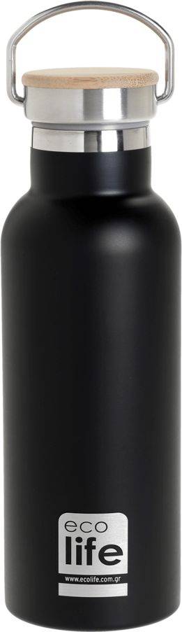 ΜΠΟΥΚΑΛΙ ΘΕΡΜΟΣ ECOLIFE BAMBOO LID 500ML ΜΑΥΡΟ ECOLIFE