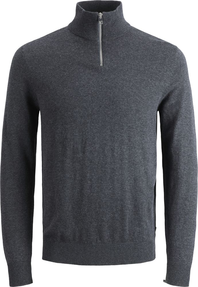 JACK - JONES ΠΟΥΛΟΒΕΡ JACK - JONES JJEEMIL HALF ZIP 12268772 ΣΚΟΥΡΟ ΓΚΡΙ ΜΕΛΑΝΖΕ (176CM)-(16 ΕΤΩΝ)