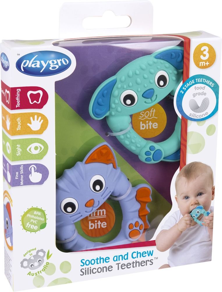 PLAYGRO ΔΡΟΣΙΣΤΙΚΟΣ ΚΡΙΚΟΣ ΟΔΟΝΤΟΦΥΪΑΣ PLAYGRO SOOTHE AND CHEW SILICONE TEETHERS 2ΤΜΧ