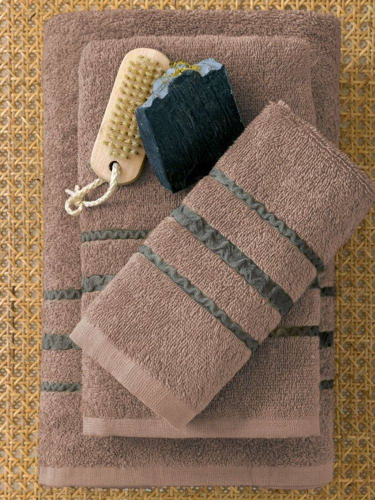 ΠΑΛΑΜΑΙΚΗ ΣΕΤ ΠΕΤΣΕΤΕΣ ΜΠΑΝΙΟΥ PALAMAIKI HOME SINA BROWN 3ΤΜΧ