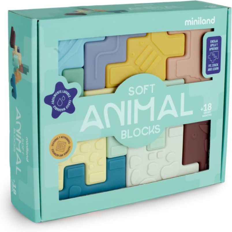 ΜΑΛΑΚΑ ΤΟΥΒΛΑΚΙΑ ΜΕ ΖΩΑΚΙΑ MINILAND RUBBER ANIMAL BLOCKS MINILAND