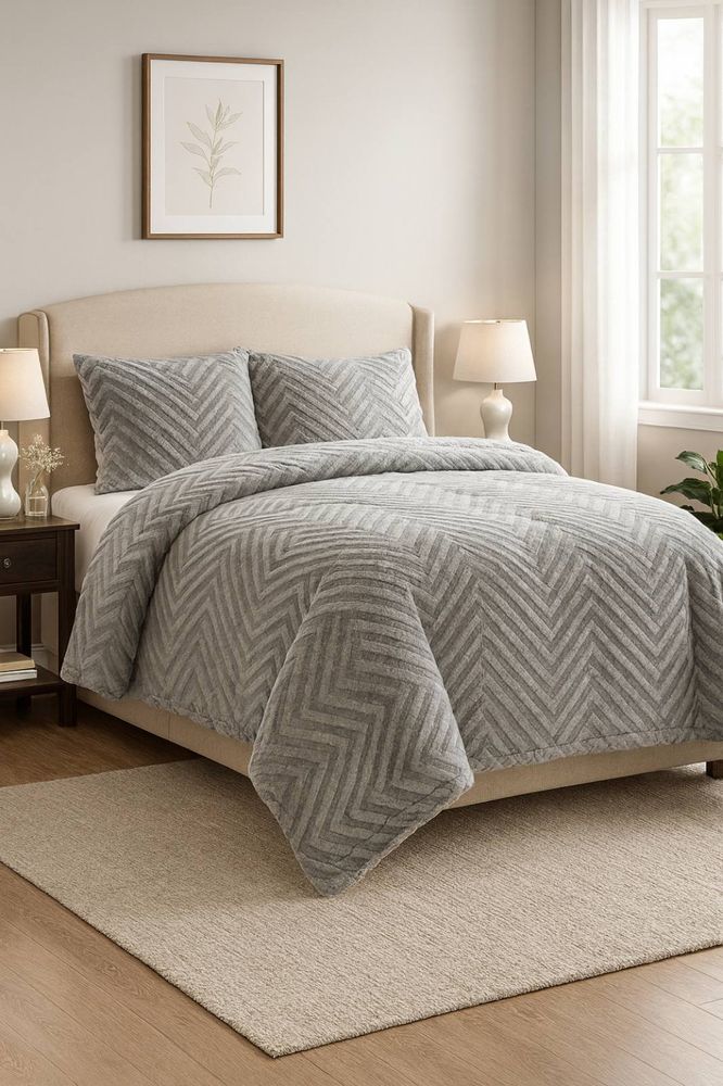 ΚΟΥΒΕΡΤΟΠΑΠΛΩΜΑ ΔΙΠΛΟ NAF NAF FUR ZIG DOUBLE GREY 220X240CM