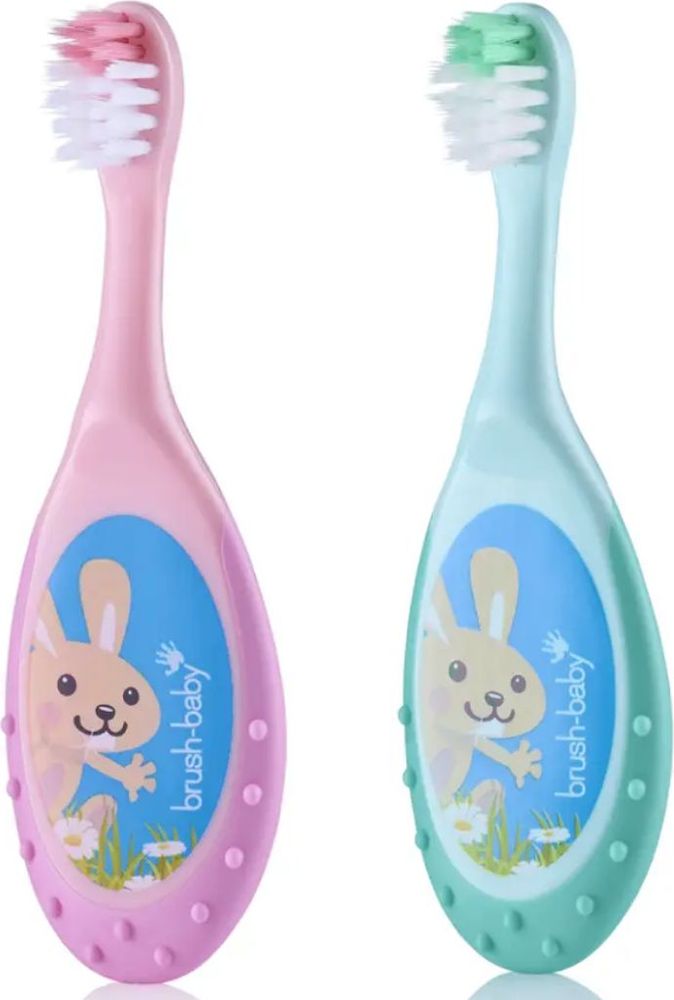 BRUSH BABY ΟΔΟΝΤΟΒΟΥΡΤΣΑ BRUSH-BABY ΚΑΙ ΜΑΣΗΤΙΚΟ 2 ΣΕ 1 ΓΙΑ 0-3 ΕΤΏΝ ΡΟΖ/ΤΙΡΚΟΥΑΖ