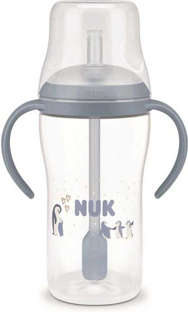 ΜΠΙΜΠΕΡΟ ΕΚΠΑΙΔΕΥΣΗΣ NUK PERFECT MATCH PP ΜΕ ΚΑΛΑΜΑΚΙ - 2 ΛΑΒΕΣ 8M PENGUIN 260ML
