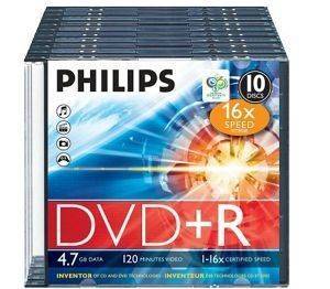 PHILIPS DVD+R 4,7GB 16X SLIM CASE 10 PACK PHILIPS DVD+R 4,7GB 16X SLIM CASE 10 PACK