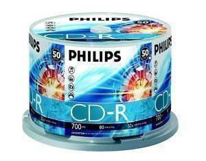 PHILIPS CD-R 700MB 80 MIN 52X CAKEBOX 50 PACK PHILIPS CD-R 700MB 80 MIN 52X CAKEBOX 50 PACK