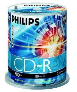 PHILIPS CD-R 700MB 80 MIN 52X CAKEBOX 100 PACK PHILIPS CD-R 700MB 80 MIN 52X CAKEBOX 100 PACK