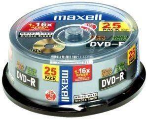 MAXELL DVD-R 4,7GB 16X FULL FACE PRINTABLE CAKEBOX 25