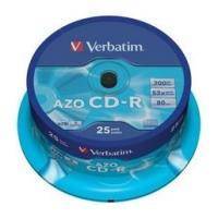 VERBATIM CD-RECORDABLE 80MIN - 700 MB CRYSTAL AZO 52X CAKEBOX 25 VERBATIM CD-RECORDABLE 80MIN - 700 MB CRYSTAL AZO 52X CAKEBOX 25