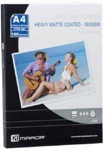   MIRROR HEAVY MATT PHOTO PAPER A4 190GSM 100 