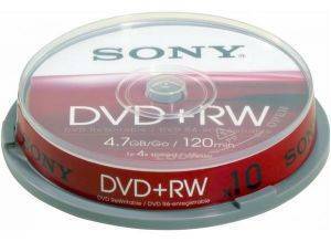 SONY DVD+RW 4,7GB 120MIN 4X CAKEBOX 10 SONY DVD+RW 4,7GB 120MIN 4X CAKEBOX 10