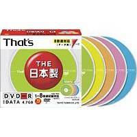 THAT\'S TAIYO YUDEN DVD-R 4,7GB COLOR 8X SLIM CASE 10 PACK JAPAN MADE THAT\'S TAIYO YUDEN DVD-R 4,7GB COLOR 8X SLIM CASE 10 PACK JAPAN MADE