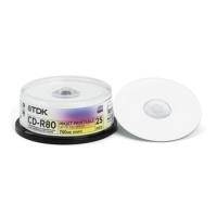 TDK CD-R 52X 80 MIN 700MB PRINTABLE CAKEBOX 25 TDK CD-R 52X 80 MIN 700MB PRINTABLE CAKEBOX 25