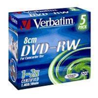 VERBATIM DVD-RW 8CM 1,4GB 2X MATTE SILVER SCRATCH GUARD/HARDCOATED IN JEWELCASE 5PACK