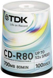 TDK CDR 52X 80 MIN 700MB CAKEBOX 100PCS