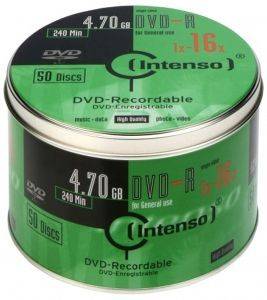 INTENSO DVD-R 16X 4,7GB 120MIN METAL-TUB 50 PACK INTENSO DVD-R 16X 4,7GB 120MIN METAL-TUB 50 PACK