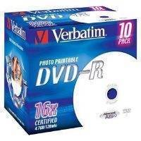 VERBATIM DVD+R 16X 4.7GΒ JEWEL PRINTABLE 10PCS VERBATIM DVD+R 16X 4.7GΒ JEWEL PRINTABLE 10PCS