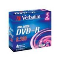 VERBATIM DVD-R DUAL LAYER 4X 8.5GB JEWEL CASE 5PACK VERBATIM DVD-R DUAL LAYER 4X 8.5GB JEWEL CASE 5PACK