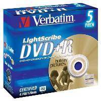 VERBATIM DVD+R 16X 4,7GB LIGHTSCRIBE JEWEL CASE 5-PACK