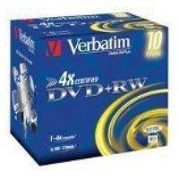 VERBATIM DVD+RW 120MIN-4,7GB 4X JEWEL CASE 10PACK