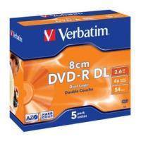 VERBATIM MINI DVD-R 8CM 2.6GB DUAL LAYER 4X MATT SILVER JEWEL CASE 5-PACK