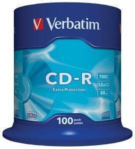 VERBATIM CD-R 80MIN - 700 MB EXTRA PROTECTION 52X CAKEBOX 100 VERBATIM CD-R 80MIN - 700 MB EXTRA PROTECTION 52X CAKEBOX 100