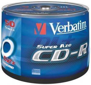 VERBATIM CD-RECORDABLE 80MIN - 700 MB 52X WIDE PRINTABLE CAKEBOX 50