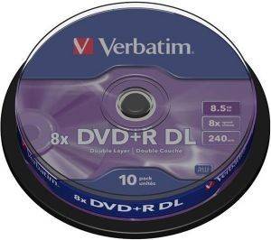 VERBATIM DVD+R DUAL LAYER 8X 8.5GB MATT SILVER CAKEBOX 10 VERBATIM DVD+R DUAL LAYER 8X 8.5GB MATT SILVER CAKEBOX 10