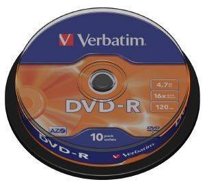 VERBATIM VERBATIM DVD-R 16X 4,7GB MATT SILVER CAKEBOX 10