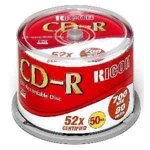 RICOH CD-R 52X 700MB PRINTABLE WHITE INKJET CAKEBOX 25