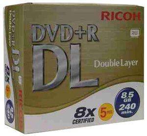 RICOH DVD+R DUAL LAYER 8,5GB 8X JEWEL CASE 5 PACK